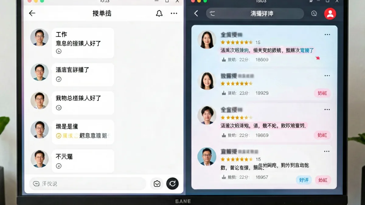 51黑料 - 主播直播间刷单控评事件中，内部群聊截图与评论区对比画面的新闻示意图